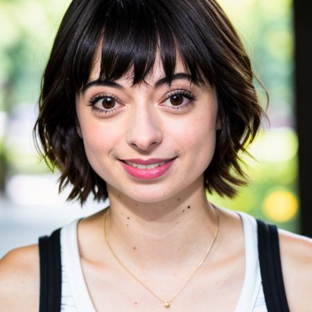 RAW photo, kate micucci, (high detailed skin:1.2), 8k uhd, dslr, soft lighting, high quality, film grain, Fujifilm XT3  <lora:kate micucci v1.0:0.6>