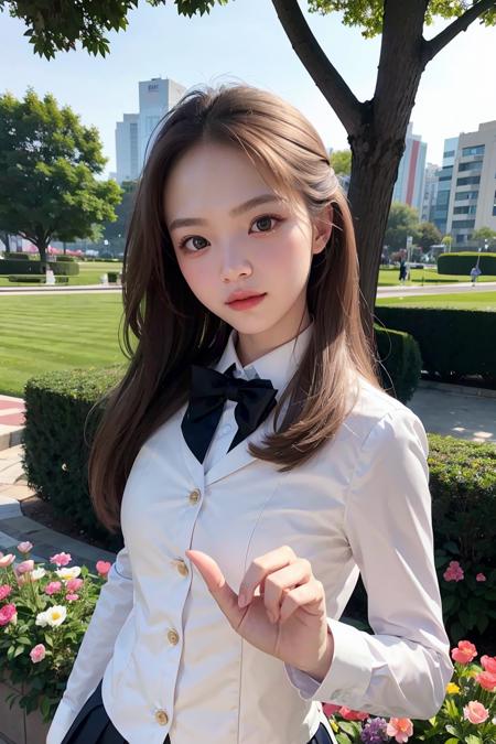 (masterpiece), best quality, expressive eyes, perfect face, 1girl, formal uniform, looking and turning to the viewer, polite majestic pose, flower garden background,
<lora:carddd-02:1>