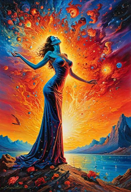 [watercolor painting : oil painting : 0.5], sensual passion explodes in a climatic explosion, at night under a gorgeous starry sky, vibrant colors , surrealism, grandiose, masterpiece, sharp focus, very beautiful, amazing, whimsical landscape, art by (Salvador Dali, vladimir fedotko, josephine wall), bright colors, high contrast, ethereal , camouflage, hidden man, riddle game