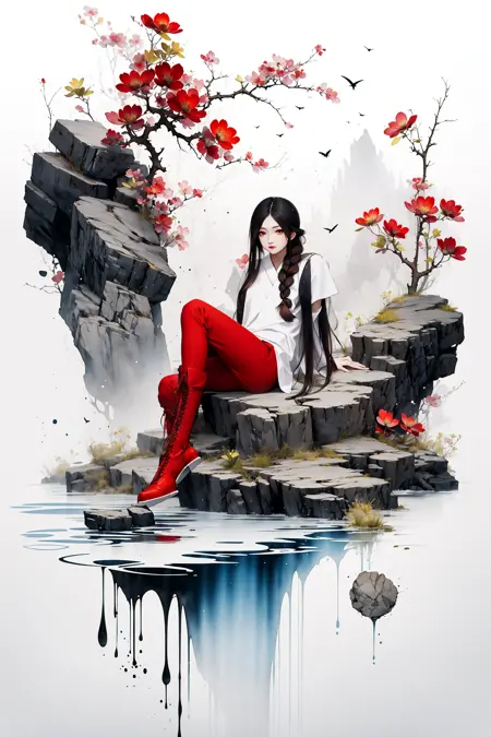 Tangbohu Ink scenery /唐伯虎墨劳拉