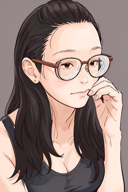 ((masterpiece:1.2, best quality)), 1lady, solo
Portrait, focused, long hair, forehead
Glasses, richicaism, sports bra,  <lora:richica:1>