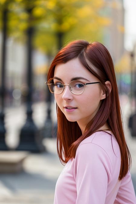 a photo of AM093_Aurmi, 25 years old woman in (thick frame glasses) weared (long-sleeve shirt:1.2) walking in the city mall, close up, (intricate details:0.9), (hdr, hyperdetailed:1.2), (natural skin texture, hyperrealism, soft light, sharp)