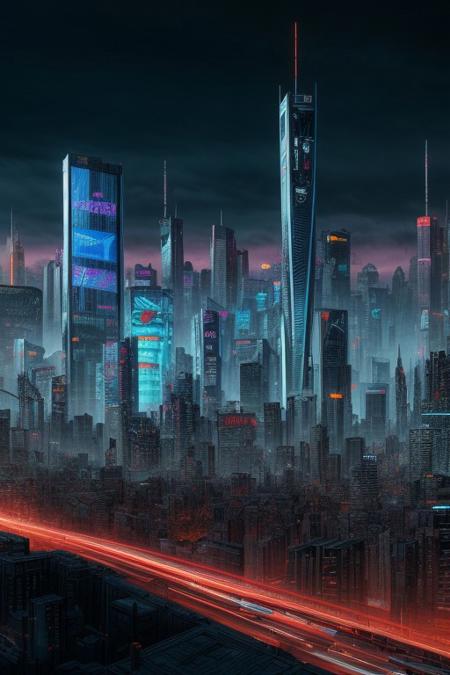 a cyberpunk cityscape, detailed, masterpiece, score_9, score_8_up, score_7_up,