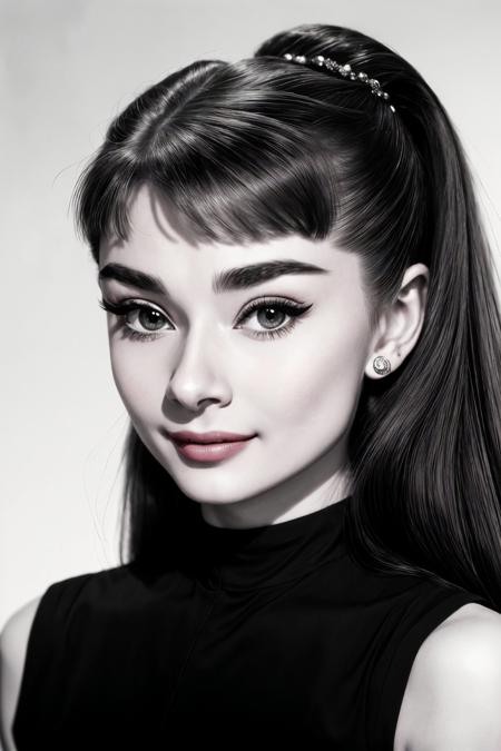 (hyperrealistic rendition of, ultra detailed, rea}listic, high definition:1.2) <lora:AudreyHepburn_v1-000030:.9> AudreyHepburn, focus on eyes, close up on face, smiling, hair styled Straight Deep Side Part