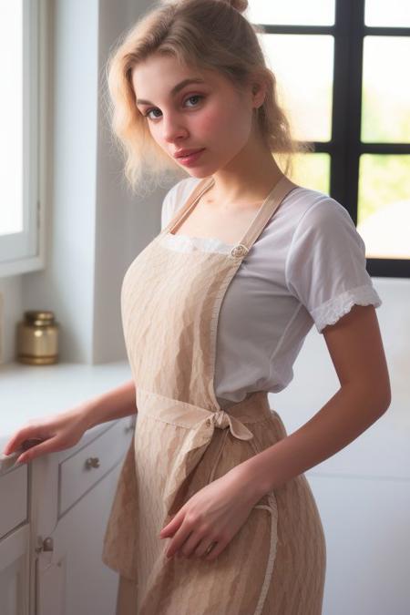 DEN_samadhi_amourMK2,
baking in a bright kitchen wearing an apron, pinny, baking, cooking, chef, apron,
bokeh, f1.4, 40mm, photorealistic, raw, 8k, textured skin, skin pores, intricate details  <lora:epi_noiseoffset2:1>, epiCRealism,  <lora:ClothingAdjuster3:-1.0>