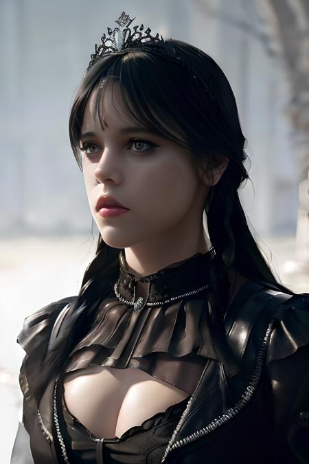 Wednesday Adams, goth, cute black dress, cleavage, horror, black hair, 4k, 
(mature:1.2) Style-Princess, 30 years old, w3day_14, masterpiece, best quality, highest quality, cinematic lighting, (volumetric lighting), extremely detailed CG unity 8k wallpaper, focused, 8k wallpaper, 4k wallpaper, extremely detailed, ultra realistic, photorealistic, sharp focus, absurdres, (HDR:1.2), (high contrast), photograph, detailed and intricate, instagram, portrait, highly detailed, digital painting, artstation, concept art, smooth, sharp focus, illustration, cinematic lighting 
 <lora:Wednesday:1>