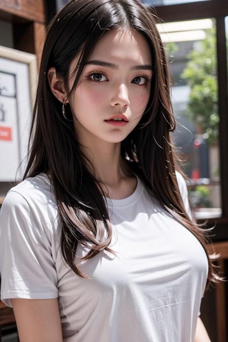 (masterpiece, top quality, best quality,aesthetics:1.2),ultra-detailed,1 girl,long hair,close up,(white tshirt:1.4),<lora:Again_Girl_A8_A:0.7>,