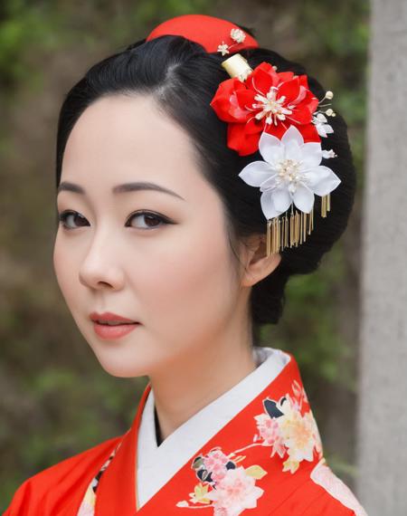 kanzashi headwear, kimono  wearing kanzashi headwear