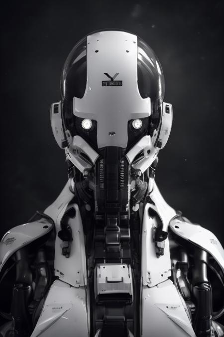 rz88mkultr4, a closeup of a robot ,  trending on cgsociety , inspired by  a black and white photograph of a person in a super high tech suit, a portrait, shutterstock, sots art, olga buzova symmetrical in