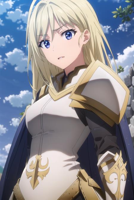 femaleknight, <lyco:femaleknight-lyco-nochekaiser:1>, 
female knight, long hair, blue eyes, blonde hair,
BREAK weapon, sword, cape, armor, shoulder armor, gauntlets, pauldrons, breastplate, knight,
BREAK outdoors, forest, grass, nature, sky, cloud, sun,
BREAK looking at viewer,
BREAK <lyco:GoodHands-beta2:1>, (masterpiece:1.2), best quality, high resolution, unity 8k wallpaper, (illustration:0.8), (beautiful detailed eyes:1.6), extremely detailed face, perfect lighting, extremely detailed CG, (perfect hands, perfect anatomy),