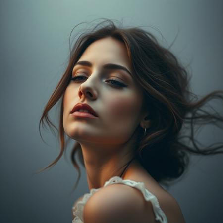 high quality design aesthetics, progressive opera rock album cover for a melancholic love song, beautiful young white woman, melancholic