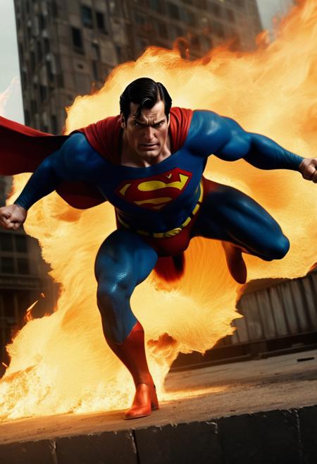 Superman , fighting, in fire, realistic, cinematic, DC Comics, fighting demons, fighting with brawn, girder on fire, 
BREAK
Superman fighting against demons, JLA, cinematic, marvel, Warner bros studio DC Comics, clark kent, superman