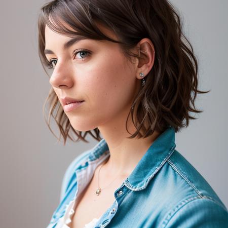 photograph of a 19 yo american woman <aubreyplazaface> with short brown hair, messy hair style, short hair style, a character portrait by Alayna Lemmer, wallpaper, poster, sharp focus, insanely detailed, lush detail, filigree, intricate, crystalline, perfectionism, max detail, 4k uhd, masterpiece, hard edge, studio portrait, studio photography Leica M2, sigma 50mm Lens, f/5.6, #myportfolio, 500px