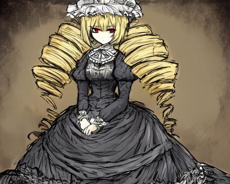 <lora:BlackSouls:0.8>
1girl, blonde hair, drill hair, red eyes, victorian dress, haughty