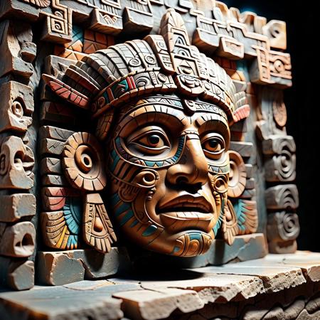 UHD, 4k, ultra detailed, cinematic, a photograph of (((aztec nativer stile, natural stone slab with chipped edges))), epic, beautiful lighting, inpsiring