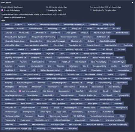 Art Styles Expansion for StyleSelectorXL