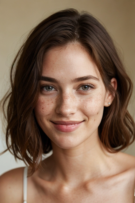 beautiful lady, freckles, big smile, dark makeup, hyperdetailed photography, soft light, head and shoulders portrait, cover