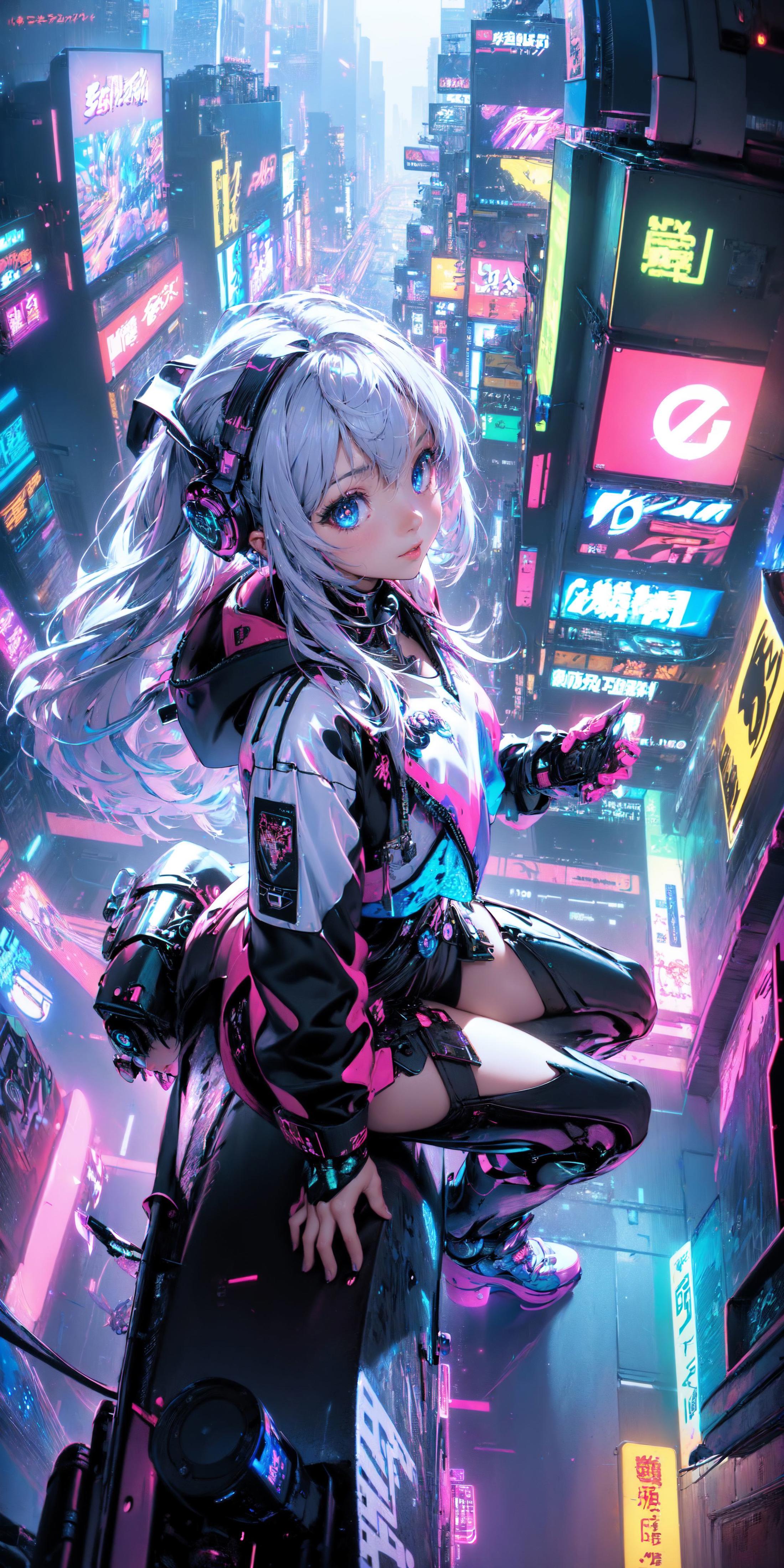 Anime-Inspired Female Characters with Large Eyes and Futuristic Clothing