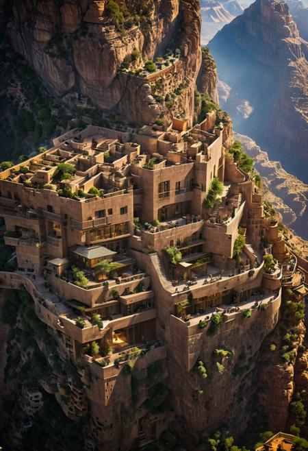 (The colonial city of the future, in the mist-filled Grand Canyon, on an unknown Earth-like planet, 2 moon on sky, Spaceship flight connects colonies, waterfulls:1.3), (Machu Picchu, a mountain settlement, incredibly spectacular:1.2), (Mario Botta:1.3), (avant-garde, future, reality, science fiction, photorealistic), (modern architecture:1.2), 
(Large Files, Ultra Realistic, 8K, 16k, FHD, HD, VFX, Perfect, Photography, composition, Architecture Sales Photography, Architecture Competition, Ultra High Resolution, Cinematography, High Resolution Image:1.1), (dramatic lighting, direct sunlight, ray tracing, clear shadow:1.2),  (real landscape:1.1), (blurred background:1.0), (urban background, more_details) ,
ac_neg1, great lighting, clear, hillscastel, extrusionbuilding, vertical