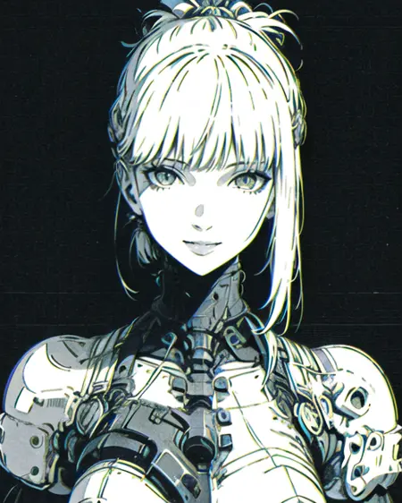 B&W Cyborg girl