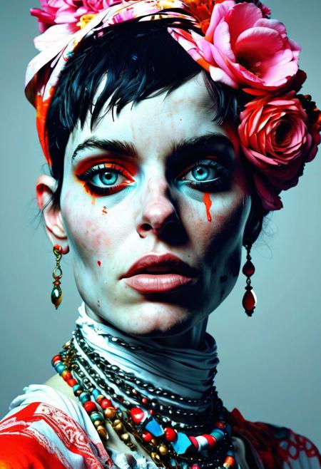 fantasy,Nick Knight, Robert Rauschenberg,Rei Kawakubo,hyper detailed, boho,intricate,AES+F, poster,artstation <lora:add-detail-xl:0.5>,Persian girl,
