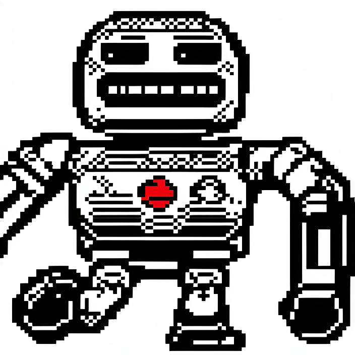 A modern mascot robot, logotype, icon, cartoon, teletext