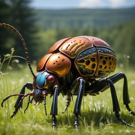 highly detailed candid photo of giant beetle:1.3,

giant beetle:1.2, orange beetle, black beetle, meadow, realistic:1.3

masterpiece, best quality:1.1, 

ultra photoreal, photorealistic:1.0, sharp focus:1.1, 
depth of field:1.1, 

50mm, style of Nathan Wirth, Hasselblad X1D II, Porta 160,
