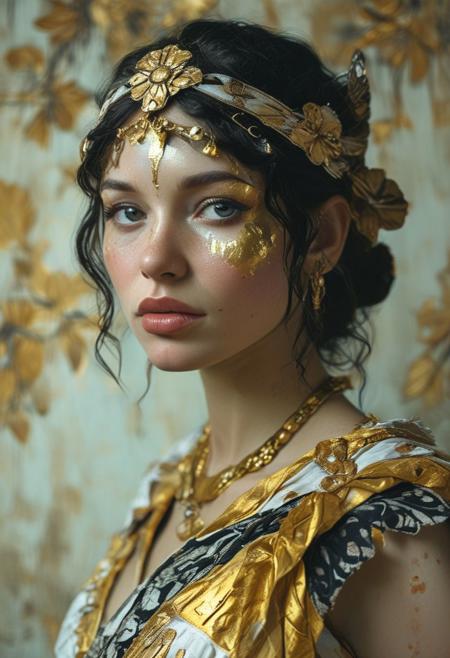 Close Up shot of Artemis, ancient Greek Goddess  
Black and gold costume, beautiful, Low saturation color photography, vintage, grunge, top light, Dark background , masterful painting in the style of Anders Zorn | Marco Mazzoni | Yuri Ivanovich, Todd McFarlane, Aleksi Briclot, oil on canvas