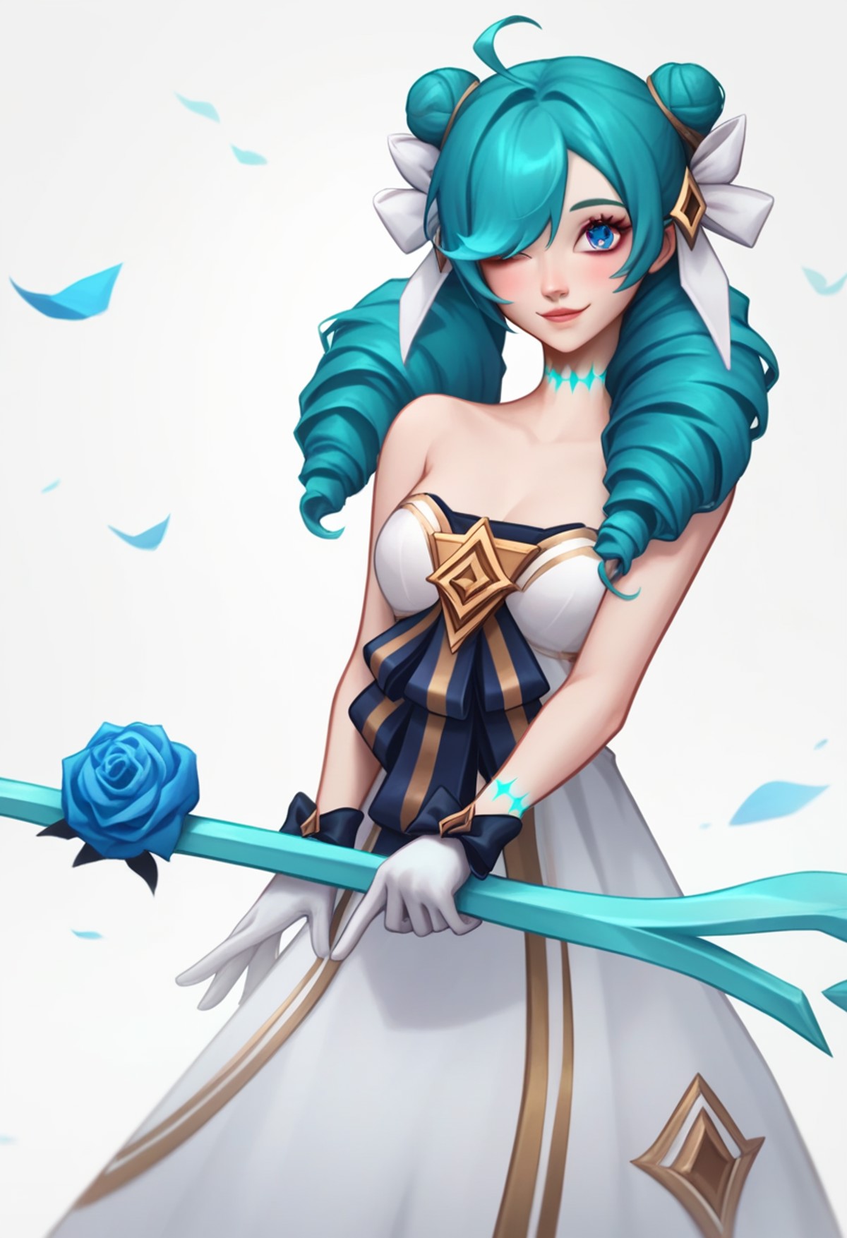 score_9,score_8_up,score_7_up,<lora:league_of_legends_pony:1>,1girl,solo,smile,drill_hair,green_hair,long_hair,short_hair,...