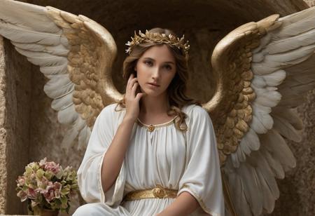 Gorgeous beautiful pretty guardian angel guarding Jesus christ buried tomb