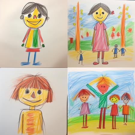 <lora:children's drawing1.5v1:1>childern's drawing,1girl,