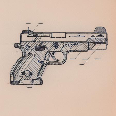 a drawing of pistol <lora:T3chDr4w_v1:1>