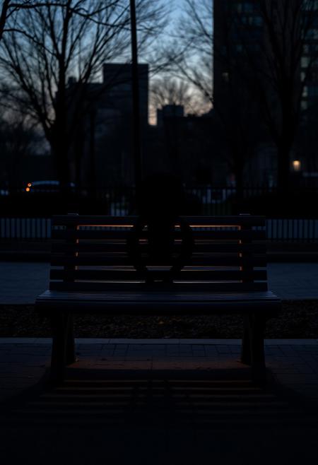mundane park bench sculpture, parallel bars arranged seemingly at random, abstract design, hidden silhouette visible only from specific perspective, unrecognizable form, kafkaesque metaphor, subtle illusion, abstract and surreal creature suggested by shadows, parallel bars casting eerie shapes, high contrast shadows, surreal proportions, hidden reality suggested, urban setting at dusk, ordinary object with unsettling undertones, metaphor for parallel dimensions, eerie yet mundane atmosphere, shifting perspective reveals the hidden, abstract use of bars to suggest otherworldly presence, deep shadows, surreal urban park, blending seamlessly into the environment, detailed textures, hidden details in the mundane