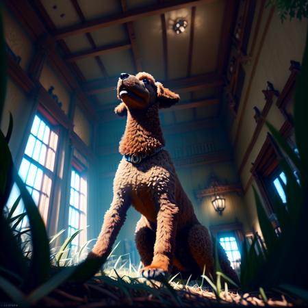 <lora:Fr0gt0w3r:1.5>  Large poodle standing on grass, masterpiece, intricate, highly detailed, ArtStation, CGSociety, concept art, cgsociety, octane render, trending on artstation, artstationHD, artstationHQ, unreal engine, 4k, 8k,