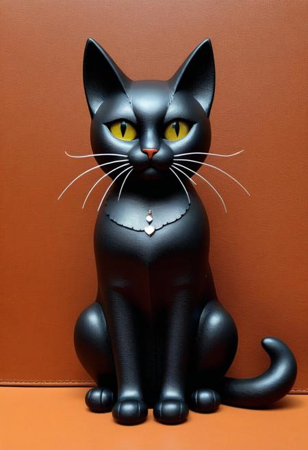 masterpiece,best quality,amazing quality,very aesthetic,high resolution,ultra-detailed,absurdres,newest,scenery,depth of field,scenery,volumetric lighting, beautiful, score_9, score_8_up, score_7_up, cs-l3ath3r, cat, cat made out of leather