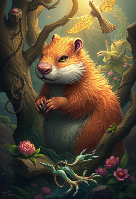 digital art images, beautiful, fantasy, and complex, capybara, ((herbs_morf)),
