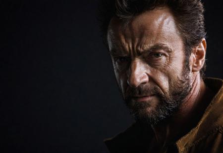 cinematic photo (wolverine), . 35mm photograph, film, bokeh, professional, 4k, highly detailed, realistic, detailed, photo realistic, sharp focus, 8k, Close-up, grim smile, relaxed pose, portrait movie shot, serious, menacing, chiaroscuro style photo, dark background, minimalism, dramatic lighting, professional quality, dull highlights and shadows, natural and  original,