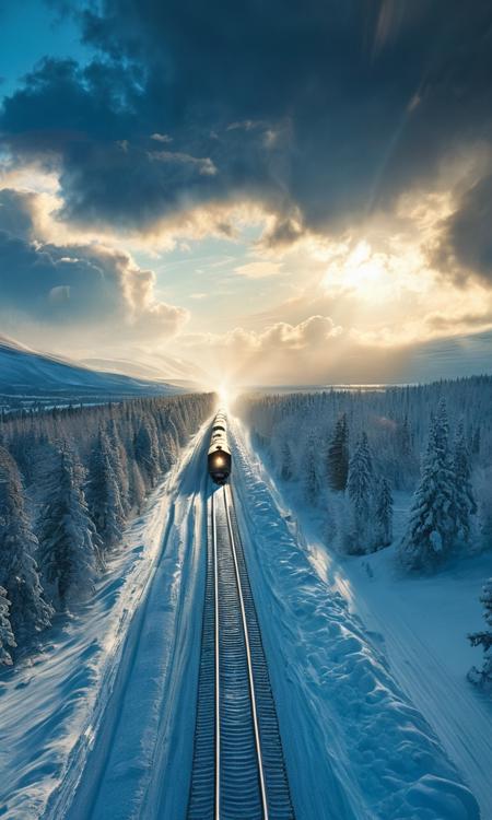 cinematic still ((masterpiece, best quality, high quality, highres, ultra-detailed)), ,a moving train background of the northern lights, shot from ground, (deep blue sky:1.2), white glow, mystic halo, (long range view:1.1), holographic effect, oil painting, nicola samori, desolation, painted world style, against the background of the a moving train, blue sky, sunny day, epic clouds, (best quality, 8K, high resolution, extreme detail, outstanding composition:1.4), art by Jeremy Mann, god rays, dramatic light, (oxygen-rich air and sheltered atmosphere, , aesthetic of hard - edge painting:0.1) . emotional, harmonious, vignette, 4k epic detailed, shot on kodak, 35mm photo, sharp focus, high budget, cinemascope, moody, epic, gorgeous, film grain, grainy, High Fashion, ((masterpiece, best quality, high quality, highres, ultra-detailed)), ,a moving train background of the northern lights, shot from ground, (deep blue sky:1.2), white glow, mystic halo, (long range view:1.1), holographic effect, oil painting, nicola samori, desolation, painted world style, against the background of the a moving train, blue sky, sunny day, epic clouds, (best quality, 8K, high resolution, extreme detail, outstanding composition:1.4), art by Jeremy Mann, god rays, dramatic light, (oxygen-rich air and sheltered atmosphere, , aesthetic of hard - edge painting:0.1), dynamic, dramatic, haute couture, elegant, ornate clothing, High Fashion, epic cinematic shot of dynamic ((masterpiece, best quality, high quality, highres, ultra-detailed)), ,a moving train background of the northern lights, shot from ground, (deep blue sky:1.2), white glow, mystic halo, (long range view:1.1), holographic effect, oil painting, nicola samori, desolation, painted world style, against the background of the a moving train, blue sky, sunny day, epic clouds, (best quality, 8K, high resolution, extreme detail, outstanding composition:1.4), art by Jeremy Mann, god rays, dramatic light, (oxygen-rich air and sheltered atmosphere, , aesthetic of hard - edge painting:0.1) in motion. main subject of high budget action movie. raw photo, motion blur. best quality, high resolution, ((masterpiece, best quality, high quality, highres, ultra-detailed)),,a moving train background of the northern lights, shot from ground, (deep blue sky:1.2), white glow, mystic halo, (long range view:1.1), holographic effect, oil painting, nicola samori, desolation, painted world style, against the background of the a moving train, blue sky, sunny day, epic clouds, (best quality, 8K, high resolution, extreme detail, outstanding composition:1.4), art by Jeremy Mann, god rays, dramatic light, (oxygen-rich air and sheltered atmosphere,, aesthetic of hard - edge painting:0.1), warm, inviting