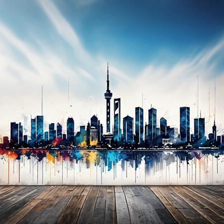 istanbul skyline on a wall as graffity, highly detailed., ultrarealistic, 8k, very blurred background