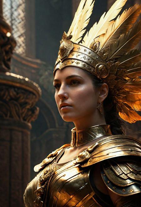 Athena, Rembrandt Van Rijn, digital art, 8K artistic photography, octane render, beautiful composition, trending on artstation, award-winning photograph, masterpiece