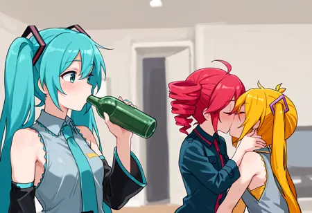 Girl Drinking While Guys Make Out (Meme)