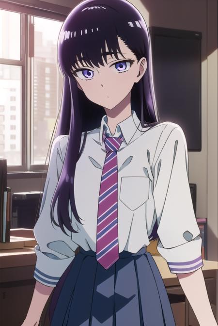 akiratachibana, <lyco:akiratachibana-lyco-nochekaiser:1>,
akira tachibana, long hair, bangs, black hair, (purple eyes:1.1),
BREAK skirt, shirt, school uniform, white shirt, pleated skirt, necktie, striped, collared shirt, blue skirt, striped necktie,
BREAK looking at viewer,
BREAK indoors, classroom,
BREAK <lora:GoodHands-vanilla:1>, (masterpiece:1.2), best quality, high resolution, unity 8k wallpaper, (illustration:0.8), (beautiful detailed eyes:1.6), extremely detailed face, perfect lighting, extremely detailed CG, (perfect hands, perfect anatomy),