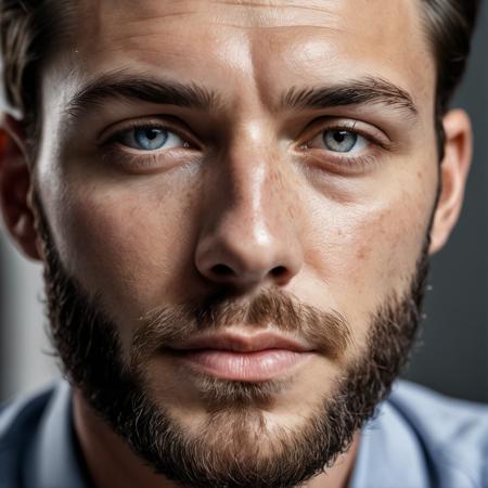 RAW photo, portrait of a beautiful man with a beard in a grey suite, full sharp, detailed face, blue eyes, high detailed skin, 8k uhd, dslr, soft lighting, high quality, film grain, Fujifilm XT3
upper body, cute face, eye level, focus on eyes, dappled light on face, pale skin, no make-up, detailed face and eyes, natural skin texture, highly detailed skin, textured skin, skin pores, [[[oiled shiny skin]]], skin blemish, imperfect skin, intricate skin details, visible skin detail, detailed skin texture, subsurface scattering, blush, few freckles, few moles, goosebumps, minor skin imperfections, skin pores, [[[wrinkles]]], vitiligo spots, whiteheads, blackhead, white pimples, red pimples, beauty spot, [[[[skin fuzz]]]], remarkable detailed pupils, detailed iris, very thin eyebrows