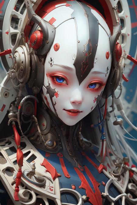 ttdoll,1girl, solo, (masterpiece,best quality), <lora:ttdoll:1>,portrait, close-up, evil grin, open mouth, white and blue and red theme