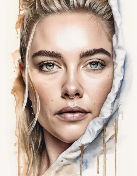 <lora:Florence Pugh:1>, flrncpgh woman, light natural tones , pencil drawing , watercolor drawing, portrait of a woman, detailed eyes, beautiful , highly detailed, soft color tones, soft lighting, detailed lines, sharp, realistic, brush strokes, light hints of paint drips