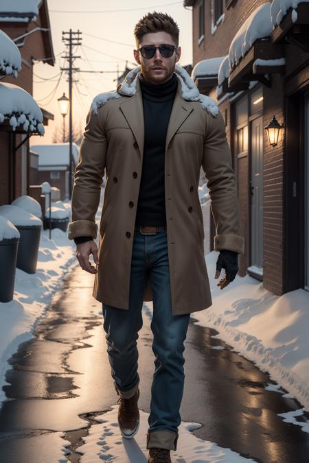 masterpiece, best quality, illustration of jensen_ackles in snow clothes in a snowy street, 4k, lighting,  <lora:jensen_ackles :0.75> full body, (extremely detailed CG unity 4k wallpaper)