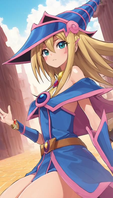 concept art Cinematic scene, hero view, dark magician girl, yu-gi-oh! <lora:dark_magician_girl_xl_v3:1>, action pose, detailed background, masterpiece, best quality, high quality, absurdres  . digital artwork, illustrative, painterly, matte painting, highly detailed