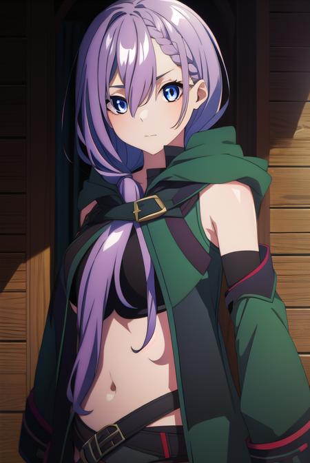 iseleveluna, <lora:iseleveluna-lora-nochekaiser:1>,
luna, long hair, purple hair, braid, hair between eyes, braided bangs,
BREAK gloves, navel, detached sleeves, black gloves, midriff, belt, pants, fingerless gloves, coat, asymmetrical clothes, green coat,
BREAK looking at viewer,
BREAK outdoors,
BREAK <lyco:GoodHands-beta2:1>, (masterpiece:1.2), best quality, high resolution, unity 8k wallpaper, (illustration:0.8), (beautiful detailed eyes:1.6), extremely detailed face, perfect lighting, extremely detailed CG, (perfect hands, perfect anatomy),