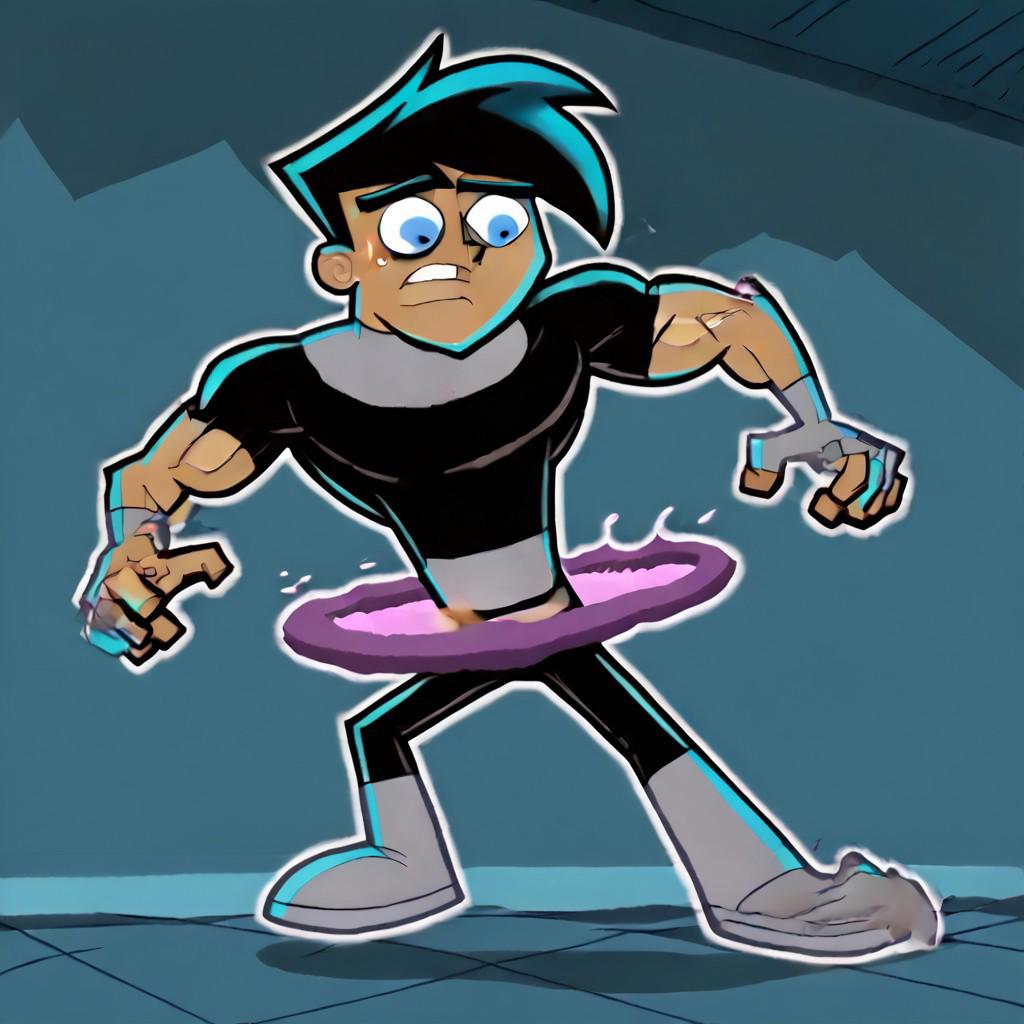 danny fenton,black hair,blue eyes,parody,Portal_TG,1boy,transformation,muscular,muscular male,muscle growth,muscle transformation