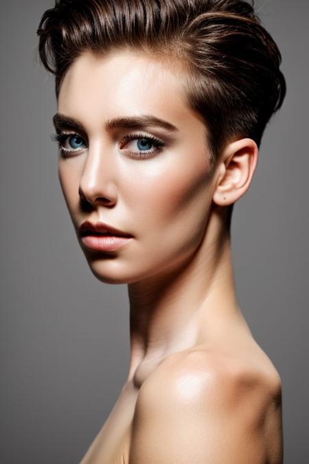 vnk, full color portrait of woman, (undercut hair:1.0), 
masterpiece, best quality, sharp focus, 8k highres, ultra-detailed, rim light, (grey background:1.0),
 <lora:CR-VanessaKirby-frankyfrank2k:1.1>